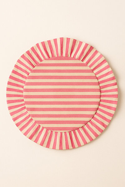 Mirilliahome مجموعة من قطعتين من الكتان المكشكش - طقم خدمة أمريكي مخطط