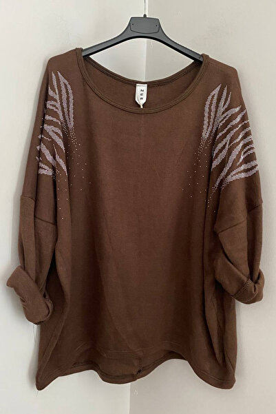 AYASOFYA OTANTIK Kadın Italyan Kahverenk Yuvarlak Yaka Taşli Melek Kanadı Det...