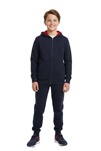 BAGLAN Set de trening pentru băieți cu cu glugă fermoar și 3 fire BGL-ST05053