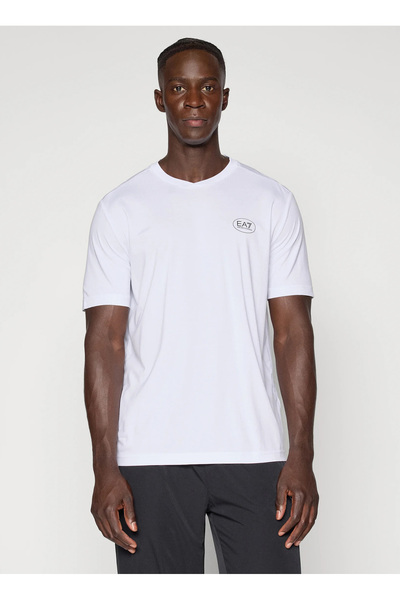 EA7 Bisiklet Yaka Beyaz Erkek T-Shirt TENNIS CLUB TEE