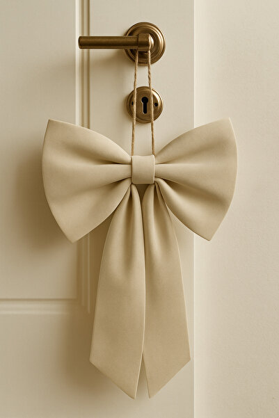 Mirilliahome Linen Striped Door Bow Ornament |   Hanging Decorative Door Ornament 28X15 cm