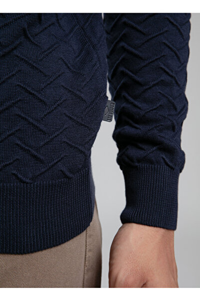 Lee Cooper Round Neck Regular Fit Navy Blue Men's Sweater 261 Lcm 241017 Jefta Laci̇vert