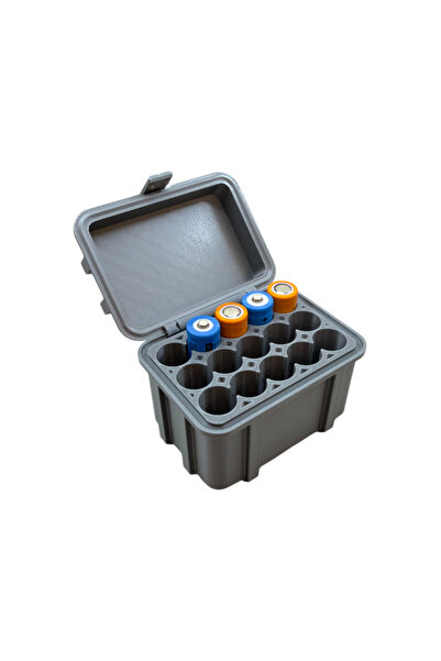 Peynir3D 18650 Pil Kutusu 15'li Sandık Görünümlü Dekoratif Gri