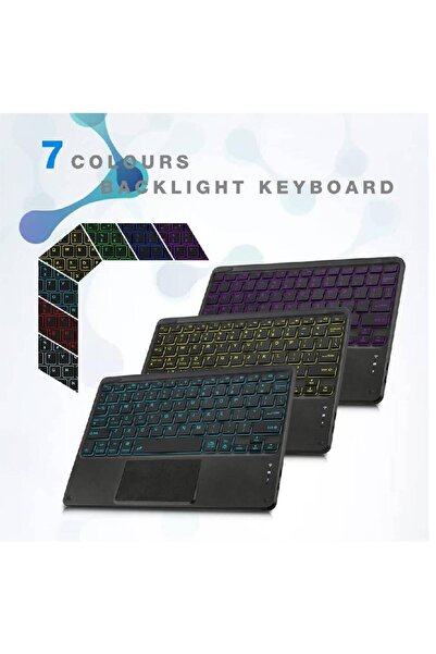 HYX Wireless Bluetooth Keyboard with Touchpad, 7-Color Backlit, 10-inch Universal