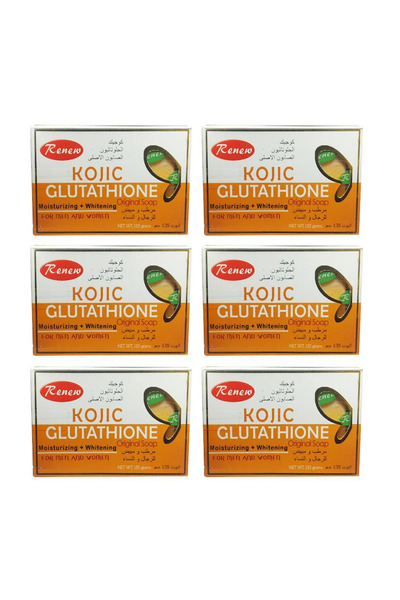 Renew صابون رينو الأصلي المرطب والمبيض، 6 قطع، مع جلوتاثيون الكوجيك