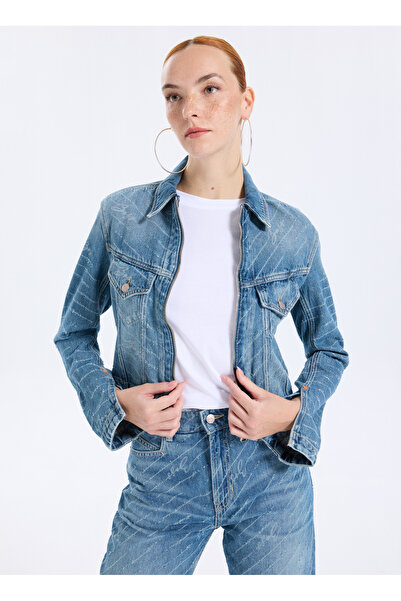 BOSS Mavi Kadın Denim Ceket 50542426