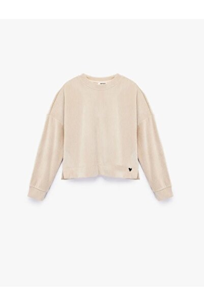 Koton Mânecă lungă guler rotund Detaliu inimă material reiat Swea tricou