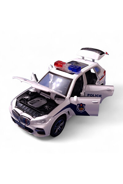 Vision XXI BMW X5 Police Metal Model, Die-Cast, Scale 1:32, lights and sounds, 15 cm, white