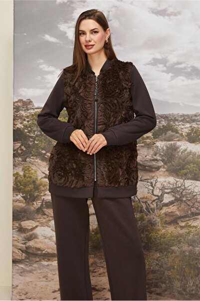 Alvina Pants and Fur Detail Suit 46096
