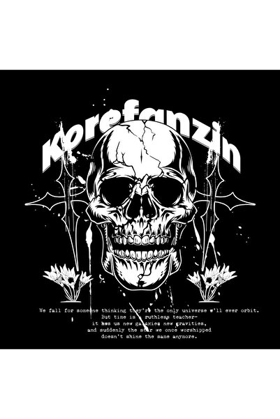 Korefanzin Φούτερ Korefanzşn Skull Kurukafa Γυναικείο με κουκούλα Unisex Μαύρο Βασικό Φούτερ με κουκούλα
