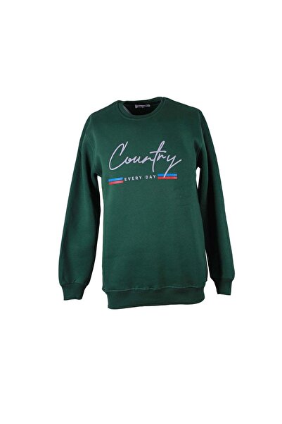 trender 26KL71G08008 0 Яка с 3 копчета Зелена мъжка блуза с принт на селски мотиви