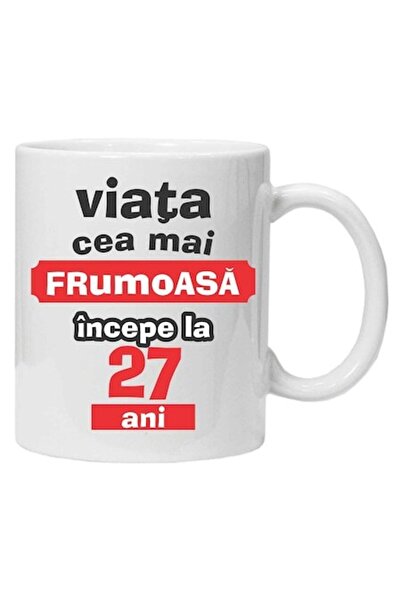 CRD PRINT Personalized mug "Life begins at...", 27, CRD PRINT, 330ml, white