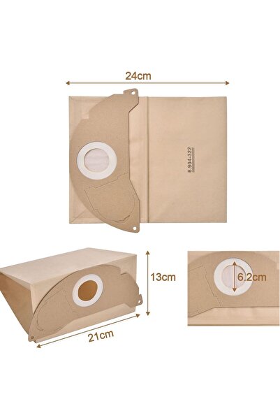 OEM Vacuum Cleaner Bags for Karcher WD2 MV2 - 15pcs, Replacement Paper Filter, Wet & Dry Accessories