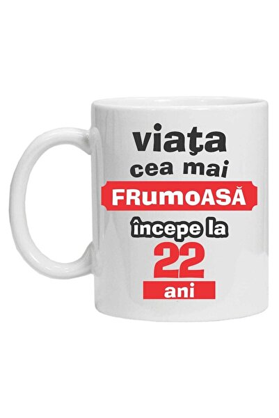 CRD PRINT Personalized mug "Beautiful life begins at...", 22 years, CRD PRINT, 330ml, white