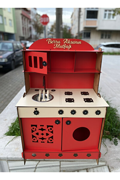 Dekorobi Ahşap Oyuncak Mutfak Seti Çocuk Oyun Evi - Fırınlı Evye Ocaklı Mutfa...