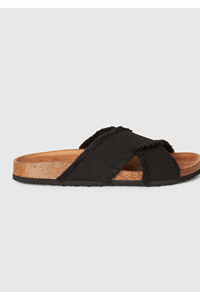United Colors of Benetton Women's Black Cross-Strapped Beach Slippers