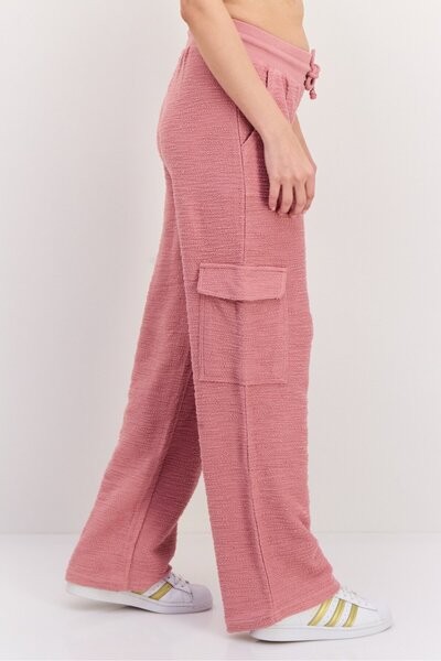 Roxy Women Regular Fit Fleece Wide Pants, Mauve