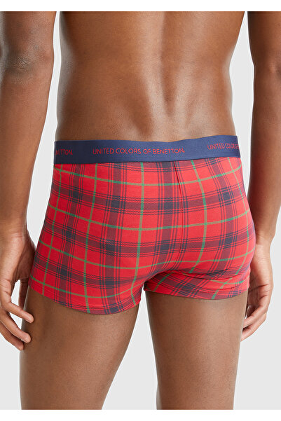 United Colors of Benetton Men's Red Xmas Printed Cotton Boxer