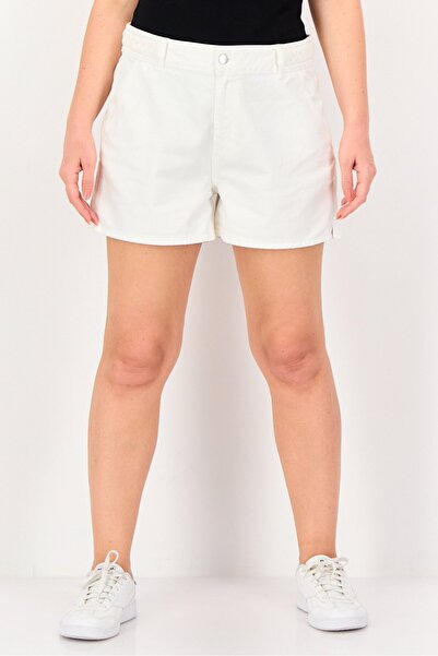PROMOD Women Regular Fit Solid Denim Shorts, White