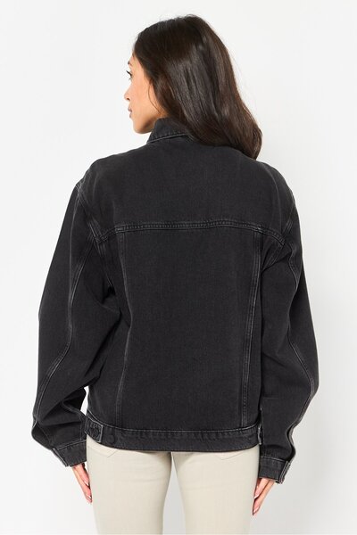 Karl Lagerfeld Women Washed Denim Jacket, Black