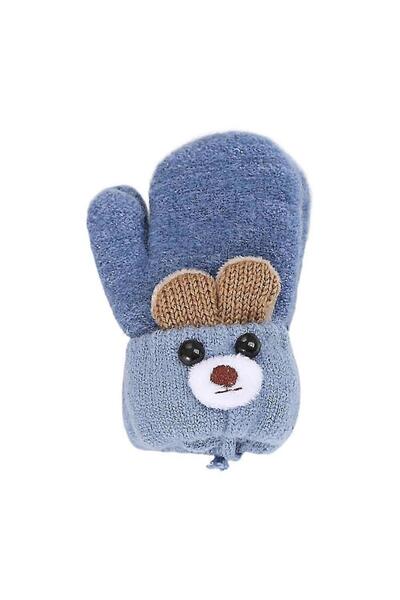 NO BRAND Children's gloves with cartoon characters, knitted gloves, blue