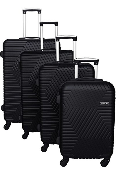 TrekKit Hard Side ABS 4-Wheel Spinner Luggage Set (20/24/28/32) - (4-Piece, Black)