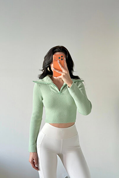 Eka Pulover crop pentru femei Mint 1014-2022