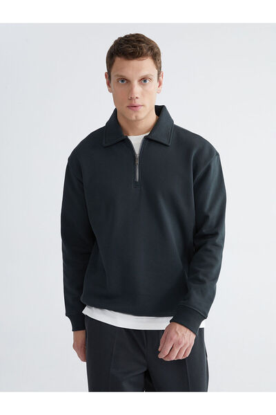 LC Waikiki Özmarka New Season Polo Collar Men's Thick Sweatshirt