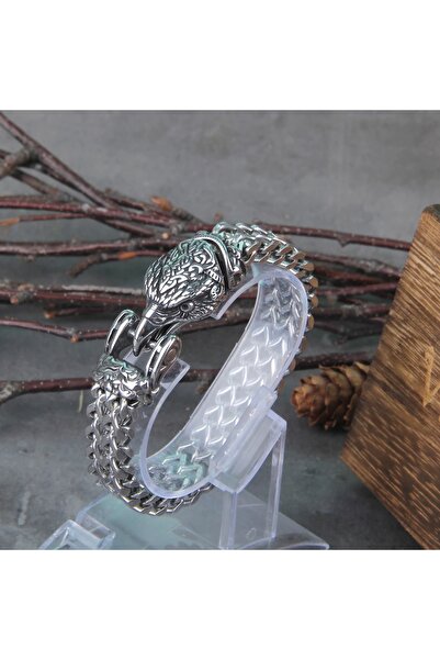 Viking Odin Raven Scandinavian Huginn & Muninn Nordic Raven 316L Men's Steel Bracelet