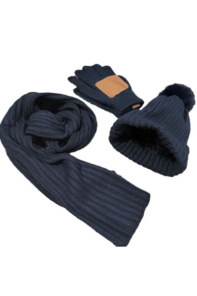 NO BRAND Women's winter hat, scarf and gloves set, including a hat with a pom...