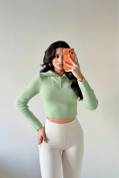 Eka Pulover crop pentru femei Mint 1014-2022