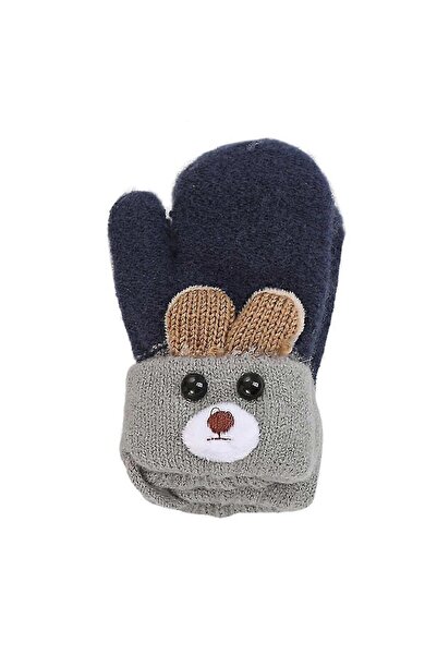 NO BRAND Children's gloves with cartoon characters, knitted gloves, navy blue