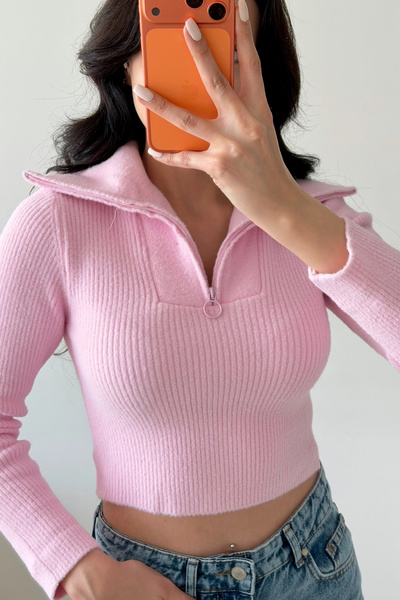 Eka Pulover crop roz pentru femei 1014-2022