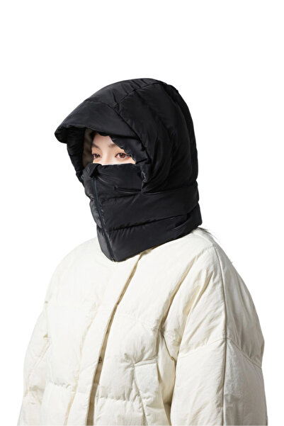 NO BRAND Built-in neck warmer, face mask down hat and head cover; winter cycl...