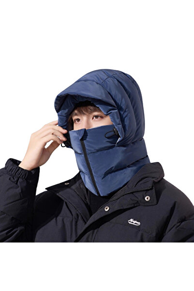 NO BRAND Built-in neck warmer, face mask down hat and head cover; winter cycl...