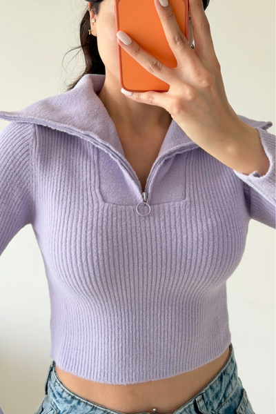 Eka Pulover crop liliac pentru femei 1014-2022