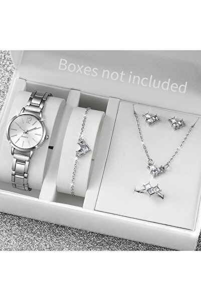 Choice مجموعة من 6 قطع من ساعات الكوارتز النسائية الأنيقة بدون علبة فضية D بس...