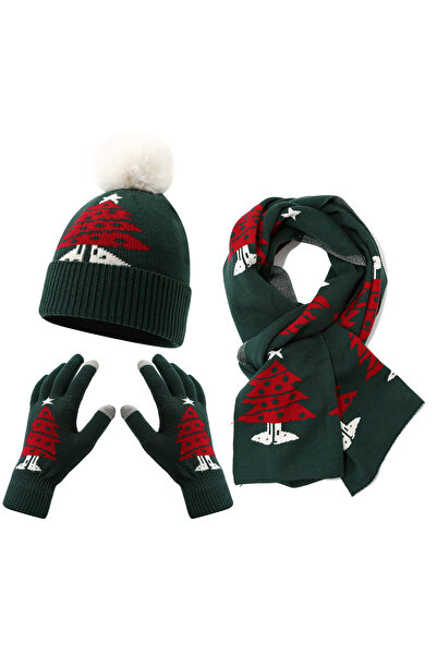 NO BRAND Pattern for a children's Christmas tree, knitted wool hat, scarf, gl...