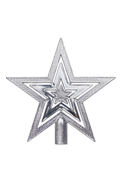 NO BRAND زينة شجرة عيد الميلاد على شكل نجمة، نجمة خماسية فضية 20 سم، عطلة عيد...