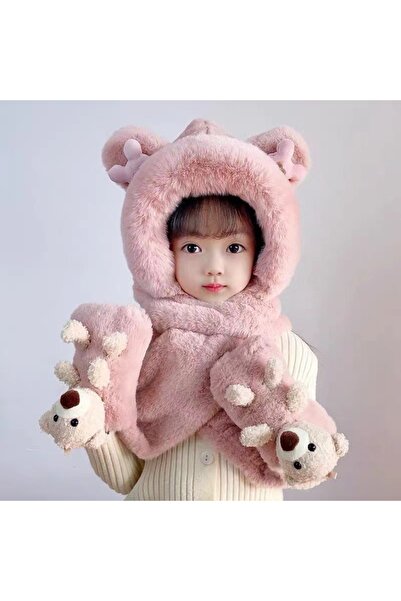 NO BRAND Children's hat and scarf combination, with fleece lining and thick f...