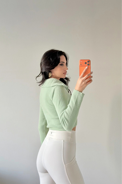 Eka Pulover crop pentru femei Mint 1014-2022