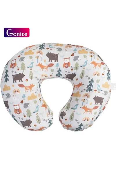 Gonice Nursing Pillow Cover, Spice Woodland Animals, Cotton Blend Fabric
