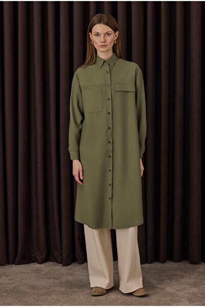 HEQA Μακρύ πουκάμισο με λεπτομέρεια τσέπης πράσινο