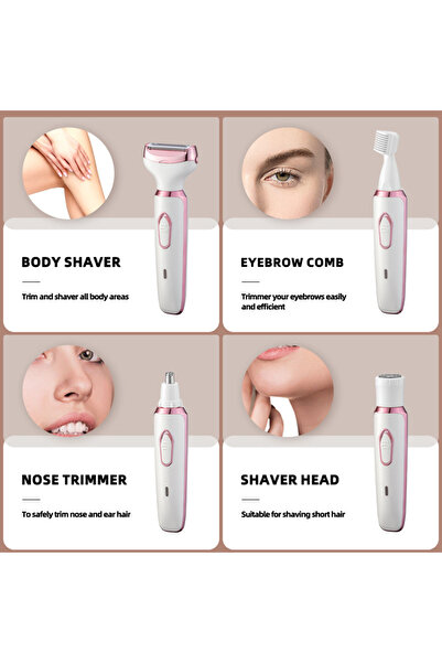 Solimpia 4 in 1 Women's Body Hair Removal Electric Shaver for Face Nose Legs Electric Razor for Women