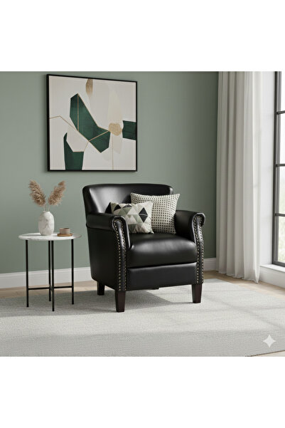 NZONE STORE كرسي جلد بذراعين - كرسي عصري بلمسة عصرية مع مسند ظهر مرتفع ووسادة...