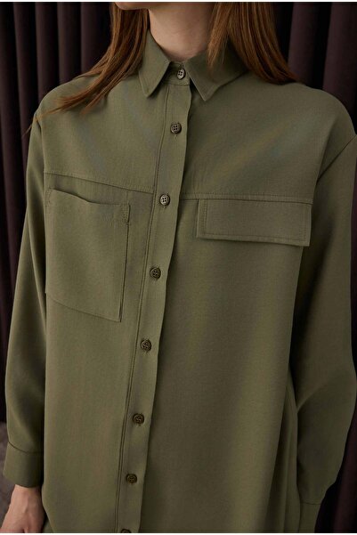 HEQA Μακρύ πουκάμισο με λεπτομέρεια τσέπης πράσινο