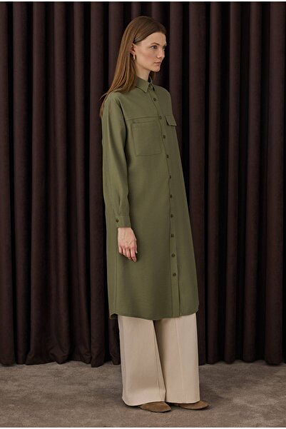 HEQA Μακρύ πουκάμισο με λεπτομέρεια τσέπης πράσινο
