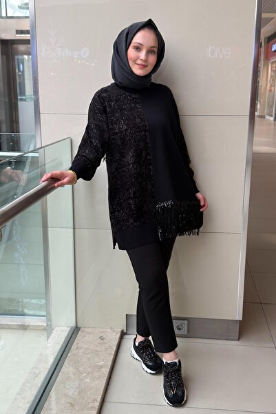 Ghisa Pul Tassel Knitwear Velvet Combination Tunic