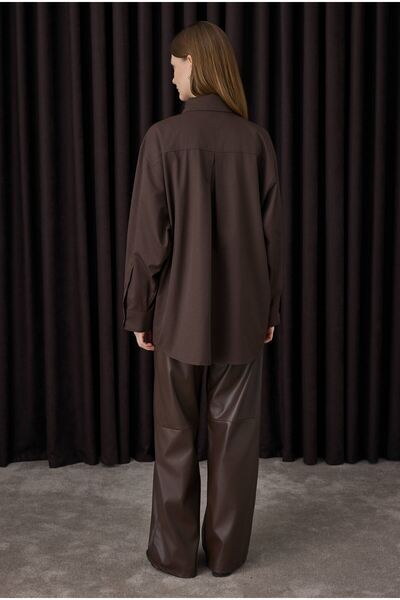 HEQA Πουκάμισο με γιακά με φιόγκο Bitter Brown