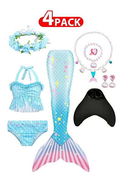 Margoun طقم من 4 قطع من ذيل حورية البحر اللامع مع زعنفة أحادية وعصابة رأس على...